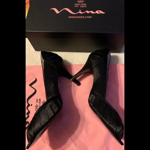 Nina Royal Satin Open Toe Heels Falana YS Size 8 M - Picture 2 of 4